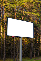 Background for design, white billboards on city streets and along roads in the summer day