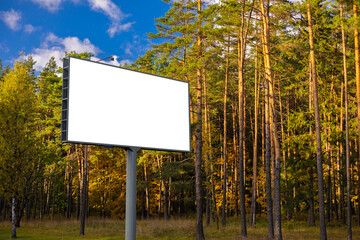Background for design, white billboards on city streets and along roads in the summer day