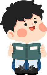 Cartoon Boy Reading a Book student