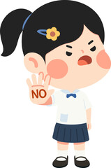 Kid Girl Showing No Hand Gesture student