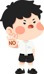 Cartoon Boy Saying No Illustration kid