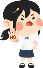 Kid Girl Gesturing No Illustration cartoon