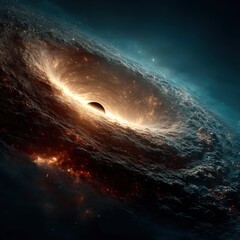 Fototapeta premium Massive Black Hole in Deep Space Pulling in Stars and Galaxy Matter space galaxy stars universe dark
