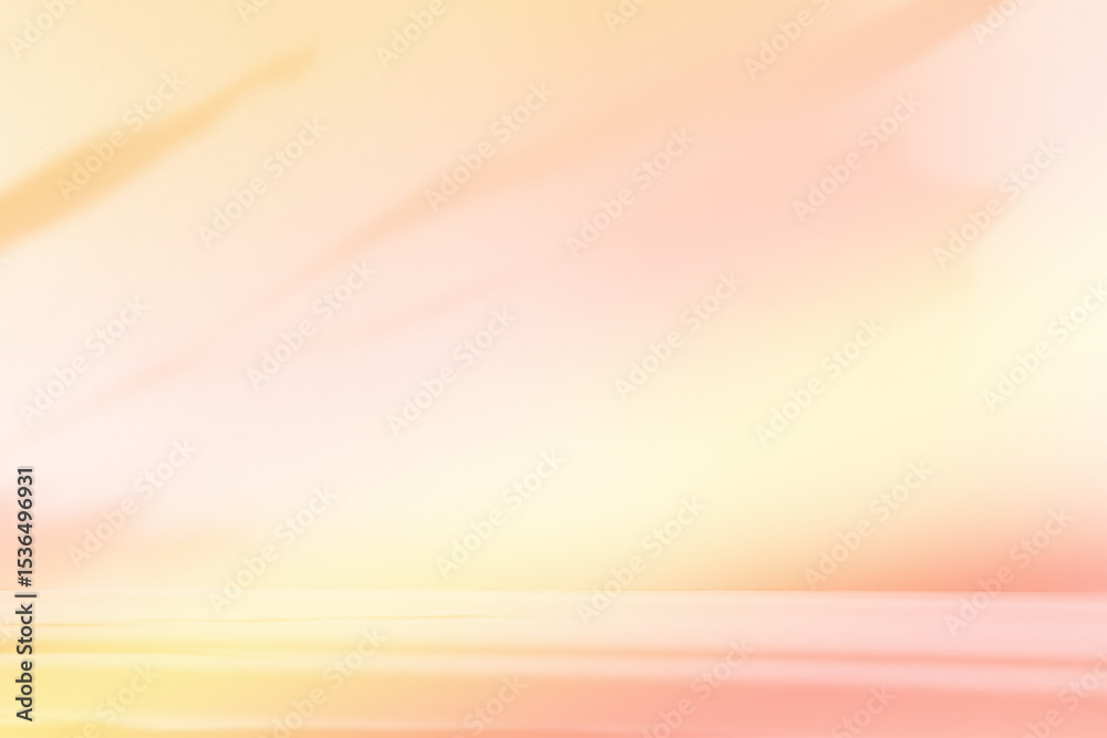 Poster Abstract pink color gradient studio background for product presentation. Empty room with shadows of flowers and plant leaves. 3d orange room with copy space. Summer concept. Blurred backdrop