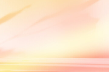 Naklejka na ściany i meble Abstract pink color gradient studio background for product presentation. Empty room with shadows of flowers and plant leaves. 3d orange room with copy space. Summer concept. Blurred backdrop
