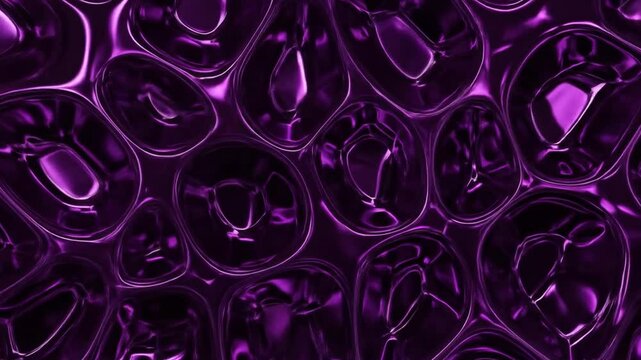 Abstract Purple Glass Bubbles Reflecting Light With A Liquid Futuristic Alien Texture Background