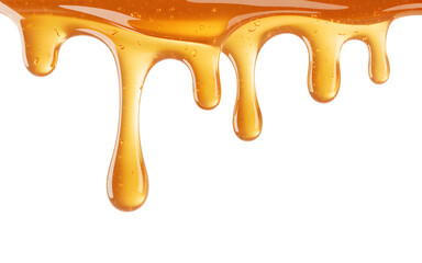 Dripping honey isolated on transparent white background, PNG file