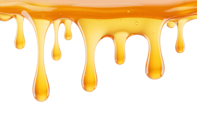 Dripping honey isolated on transparent white background, PNG file