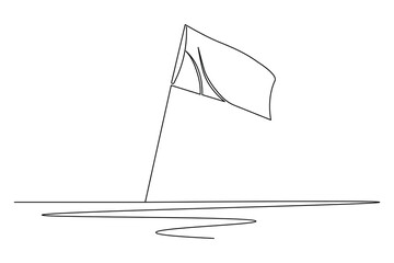 National flag on pole continuous one line drawing minimalist style isolate outline illustration