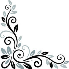 Fototapeta premium Elegant Floral Corner Design Vector Ornament for Borders