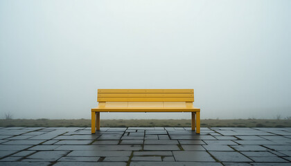 Wooden bench in snowy landscape