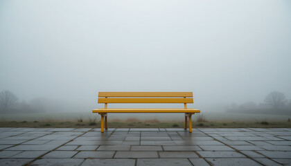 Wooden bench in snowy landscape