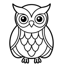 Cute Owl Sketch Outline Icon