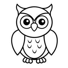 Cute Owl Sketch Outline Icon