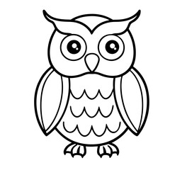 Cute Owl Sketch Outline Icon