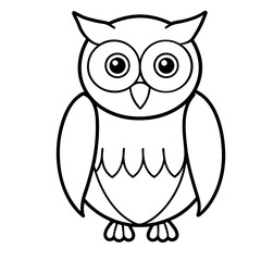 Cute Owl Sketch Outline Icon