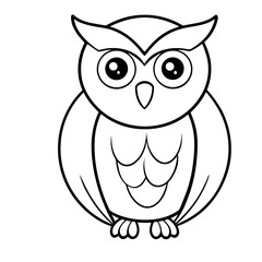 Cute Owl Sketch Outline Icon