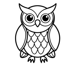 Cute Owl Sketch Outline Icon