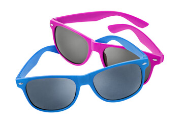 Blue and pink Sunglasses isolated on transparent  background   PNG cut out
