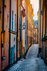 Colorful architecture in Old Town of Stockholm, Sweden.