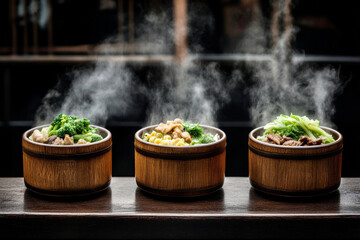 Delicious traditional home-cooked meals served in wooden bowls