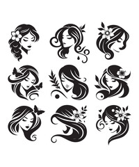 Beauty woman Face and hair style logo vector, woman Face vector illustration. woman Face icon