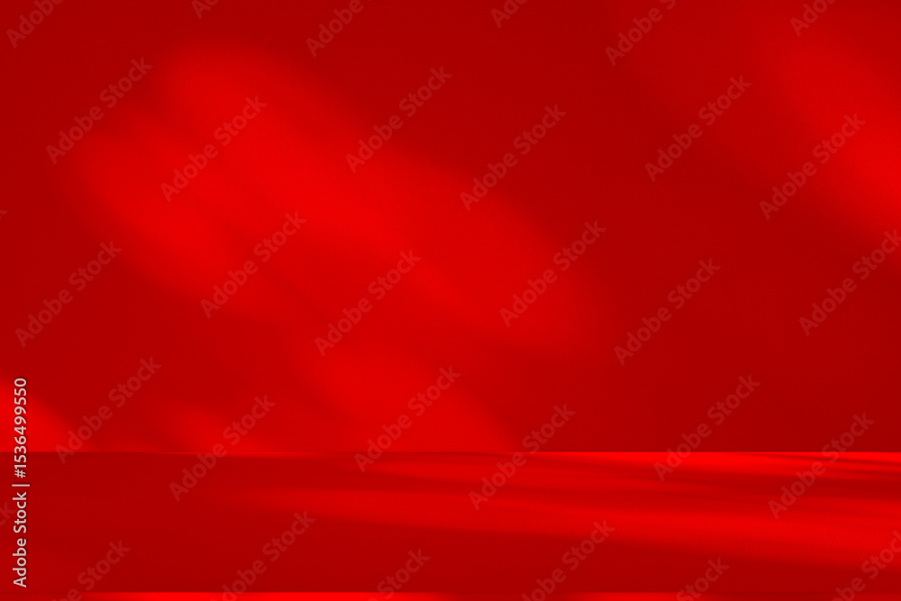Aufkleber Wall interior background, studio and backdrops show products.with shadow from window color Red background for text insertion and presentation product	