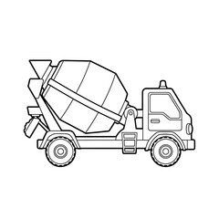 Cement mixer truck outline vector illustration construction vehicle transport drawing art 90 on transparent background