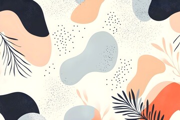 Fototapeta premium Abstract background with organic shapes and floral elements