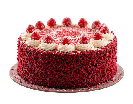 whole red velvet cake isolated on transparent background