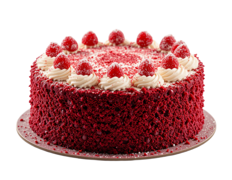 whole red velvet cake isolated on transparent background