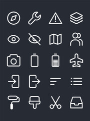 Small white line UI icons on dark background. App interface symbol.