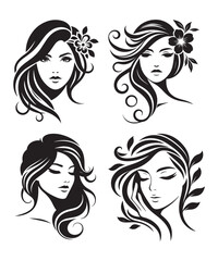 Beauty woman Face and hair style logo vector, woman Face vector illustration. woman Face icon