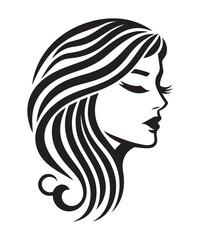Beauty woman Face and hair style logo vector, woman Face vector illustration. woman Face icon