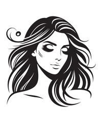 Beauty woman Face and hair style logo vector, woman Face vector illustration. woman Face icon