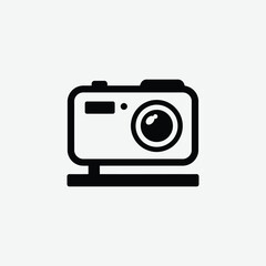 Modern black and white minimalist camera icon with rounded design, perfect for digital use. Clean vector style ideal for apps, websites, or recording device symbols.