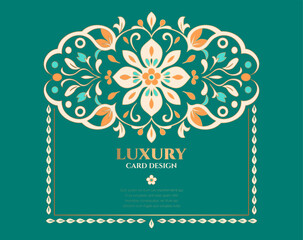 Luxury pattern on a green background. Vector mandala template. Golden design elements. Traditional Turkish, Indian motifs. Great for fabric and textile, wallpaper, packaging or any desired idea.