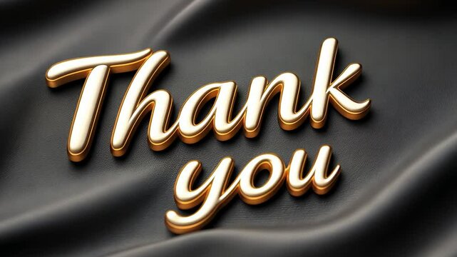 Elegant gold thank you text on luxurious black silk background for gratitude and appreciation themes.