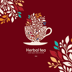 Colorful tea mug abstract design. Vector illustration. Can be used for drink, food and other packaging types. Great for logo, monogram, invitation, flyer, menu, brochure, background or any desired ide