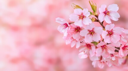Naklejka premium Delicate Pink Cherry Blossom Flowers in Spring Bloom with Soft Focus Background for Nature and Floral Photography