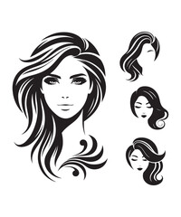 Beauty woman Face and hair style logo vector, woman Face vector illustration. woman Face icon