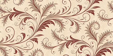 Elegant floral pattern in muted mocha tones on textured background  