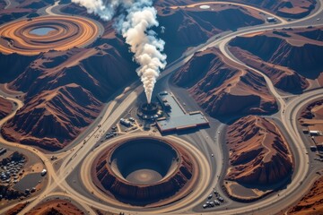 aerial view of iron ore mining operations supplying steel producers worldwide.