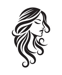Beauty woman Face and hair style logo vector, woman Face vector illustration. woman Face icon