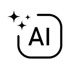Generative AI logo icon magic sparkle stars symbol , Artificial intelligence sign. Vector ai generated icon button