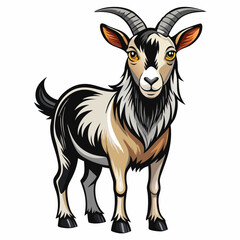 Obraz premium Goat realistic design and bold line black , white background ,full color
