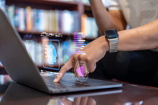 AI Symbolic, artificial intelligence of futuristic technology.transformation of ideas and the adoption of technology in business in the digital age, enhancing global.