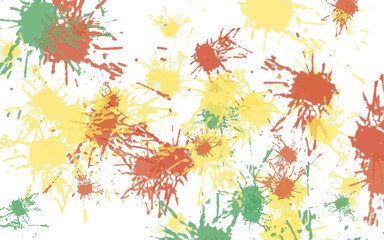 Vibrant red, yellow, green paint splatters.