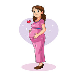 Elegant Pregnant Lady in Pink with a Joyful Smile