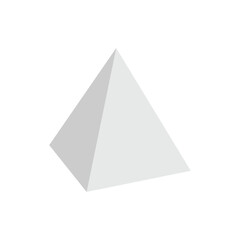 White triangular prism isometric shape. Geometric 3D symbol. Vector isolated&nbsp;on&nbsp;white . Vector Illustration&nbsp;.&nbsp;EPS&nbsp;10&nbsp;.